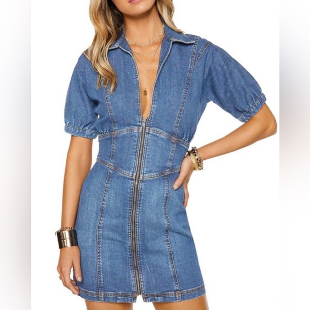 RAMY BROOK Lily denim V-neck mini dress SIZE 27